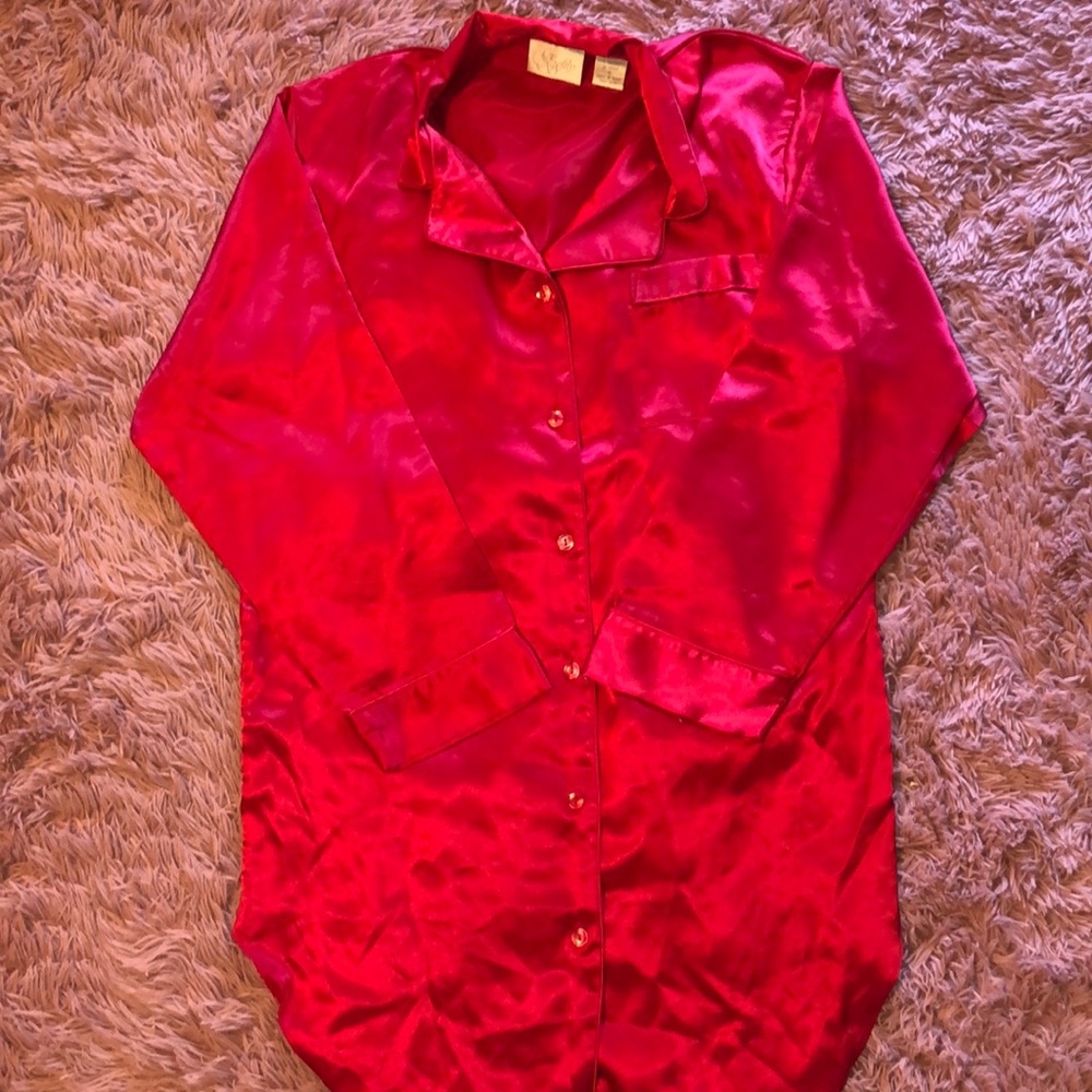 Deep Red Satiny Sleep Shirt